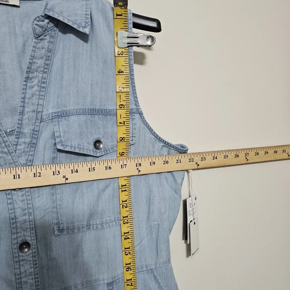 Dex Women's Dress Plus Size X Fits 14/14W/Large Denim Blue Pocket Sleeveless 314